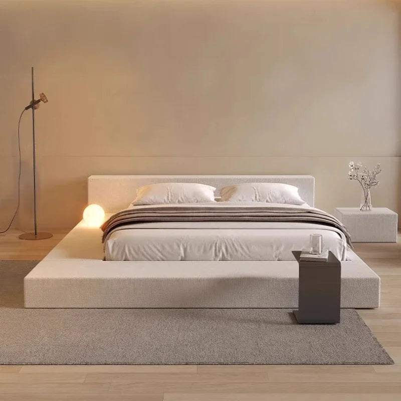 Japanese Minimalist Bed Tatami Cream Fashionable High Quality Modern Bed Wedding Confortable Double Muebles Bedroom Furniture