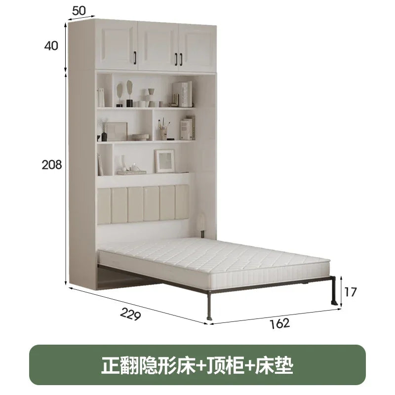 European Murphy Bed With Closet Organizer Drawers Full Size Bed Space-Saving Sleeping Salon Letto Matrimoniale Unique Furniture
