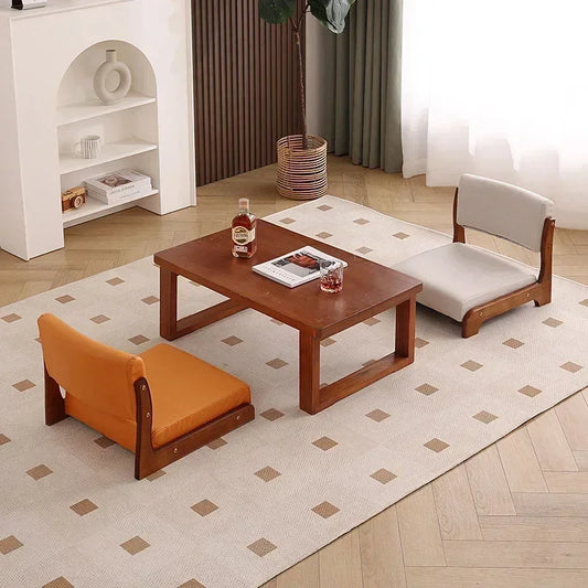 Japanese Tatami Chair Backrest Solid Wood Bed Legless Seat Bay Window Single Lazy Sofa Floor Chair Bedroom Sitting Furniture