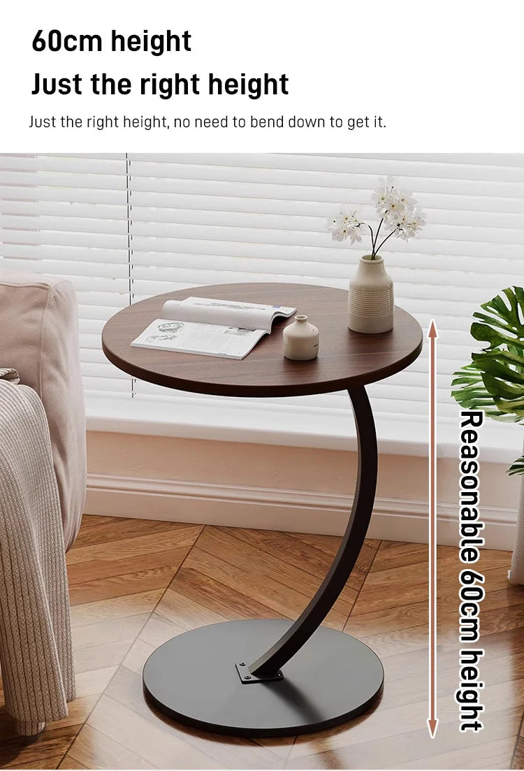 Light luxury round bedside coffee table home simple movable sofa side table for small apartments