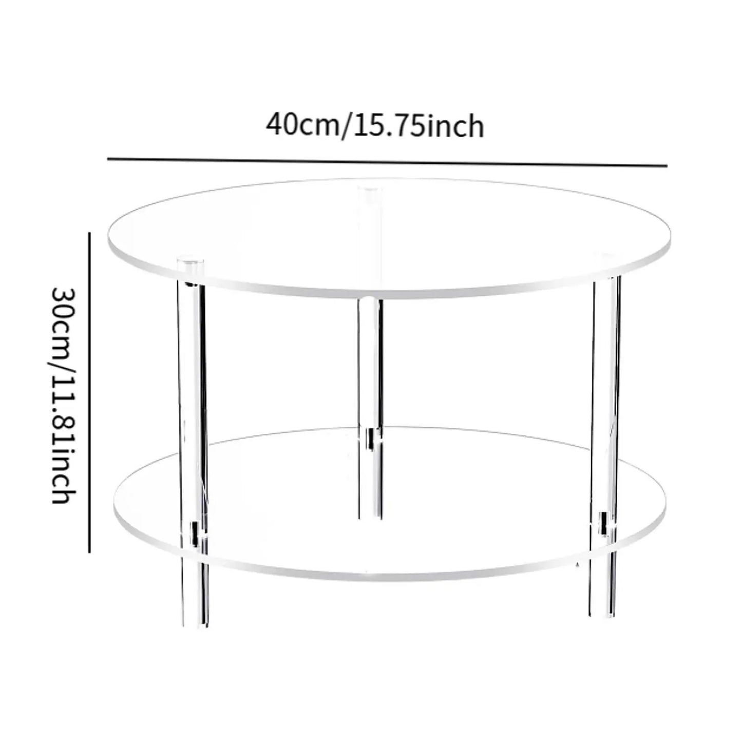 Acrylic Round Side Table, Easy Assembly for Small Space Small Furniture End Table for Balcony Bedroom Bathroom Office Hallway