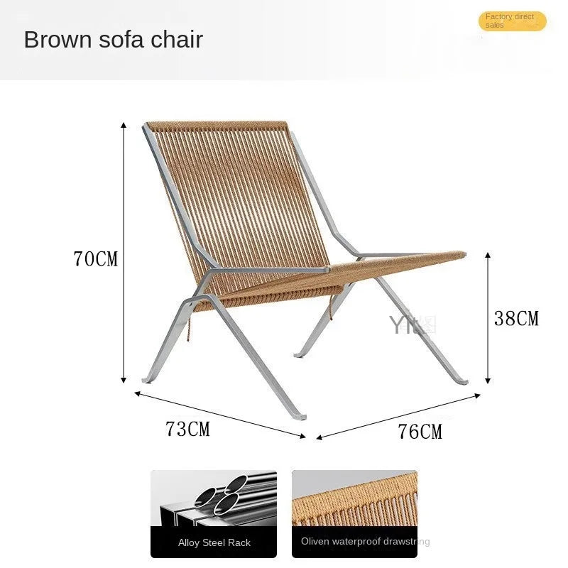 MOMO Bauhaus Single Lounge Chair Living Room Minimalist Rope Sofa Hotel Lounge Reception Chair Outdoor Woven Chair