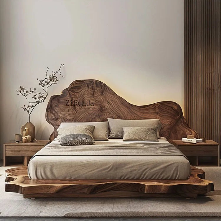 Simple tatami short bed solid wood floor bed 1.8 meters double bed