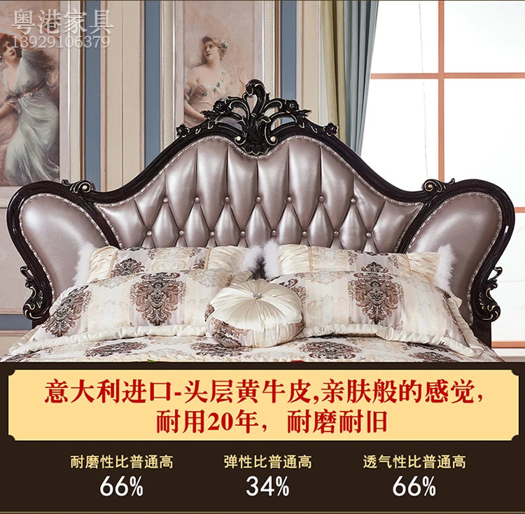 Adult European Bed Square Luxury High Quality Romantic Comfortable Bed Headboards Queen Frame Letto Matrimoniale Home Furniture