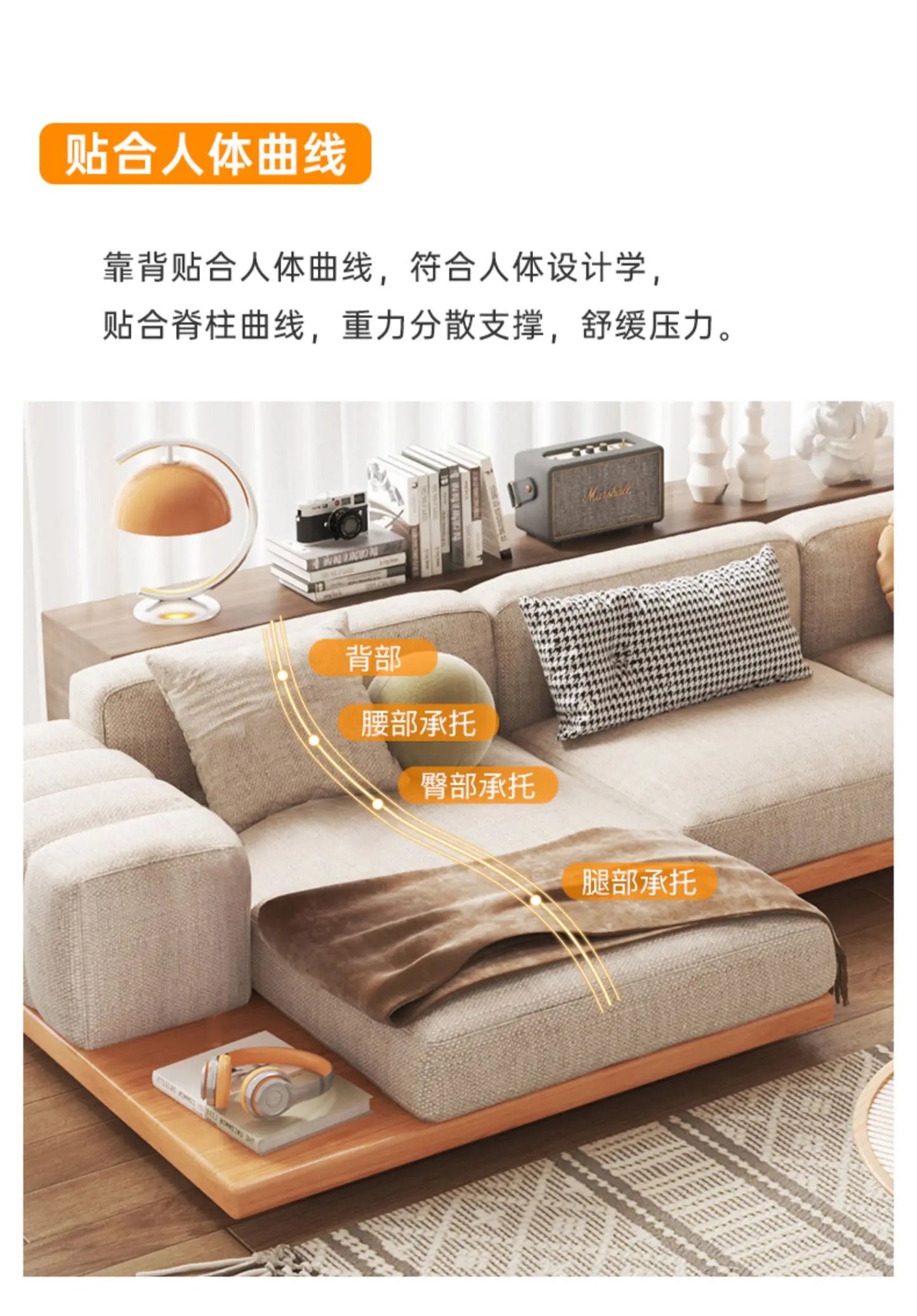 Japanese style sofa living room modern simple design hotel latex corner cotton linen art sofa log style