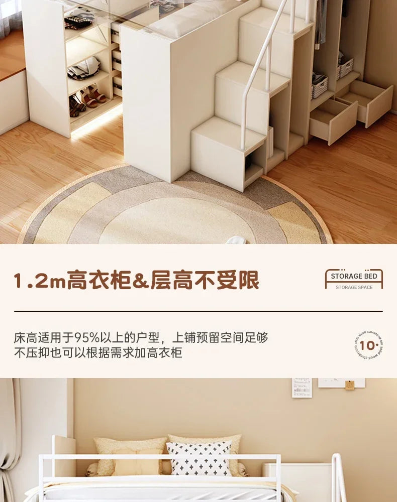 Multi-functional combination closet integrated bed