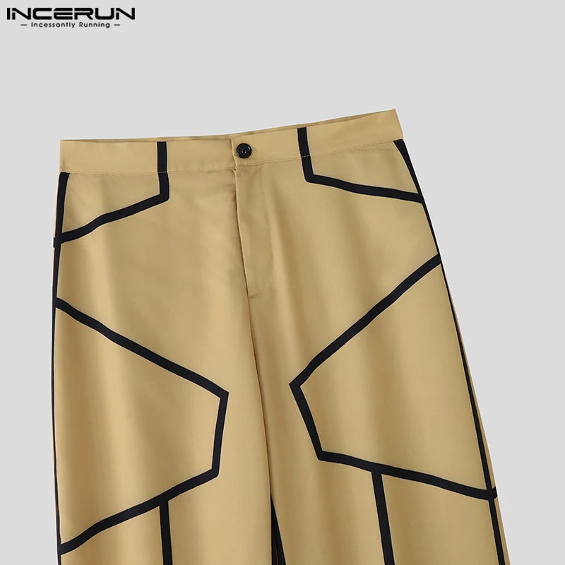 Fashion Print Men Wide Leg Pants Summer Spring Bottoms INCERUN Casual Pants Streetwear Oversize S-5XL Trousers Men's Clothing
