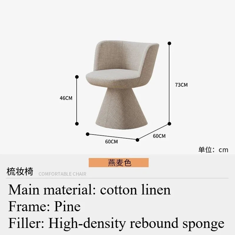 Italian Simple Dining Chair Rotable Vanity Chair Cream Style Home Bedroom Nordic Makeup Stool Hotel Reception Chair Furniture