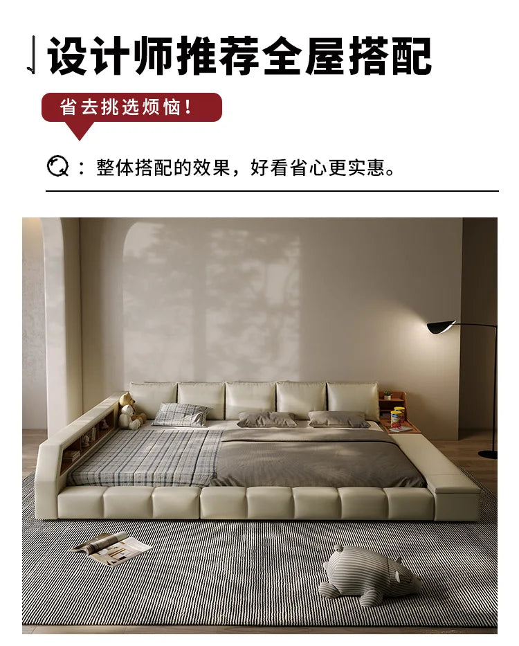 King Upholstered Modern Bed Unique Bookshelves Sleeping Multifunctional Bed Luxury Floor Camarotes Para Dormitorio Furnitures
