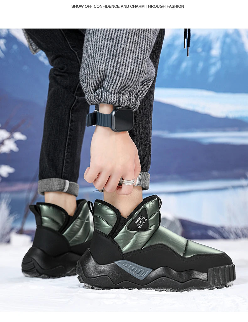 Trendy All-match Men's Snow Boot Men's Warm Low Top Anti-slip Wear-resistant Comfortable Thick Plush Boots for Men Cotton Shoe