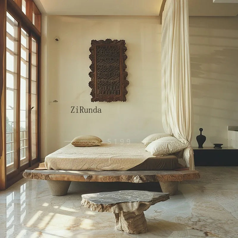 Simple tatami short bed solid wood floor bed 1.8 meters double bed