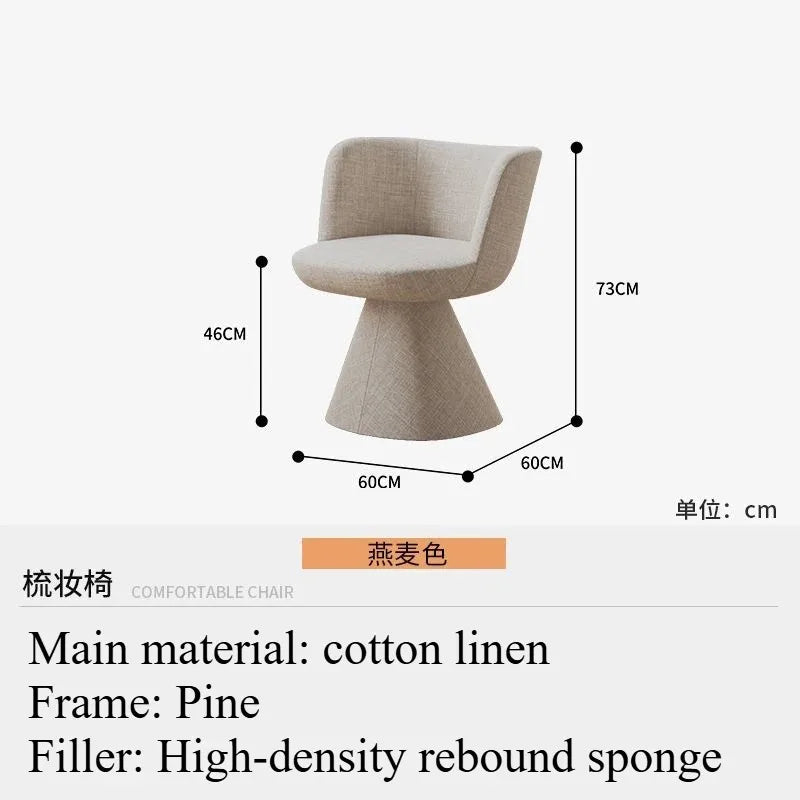 Italian Simple Dining Chair Rotable Vanity Chair Cream Style Home Bedroom Nordic Makeup Stool Hotel Reception Chair Furniture