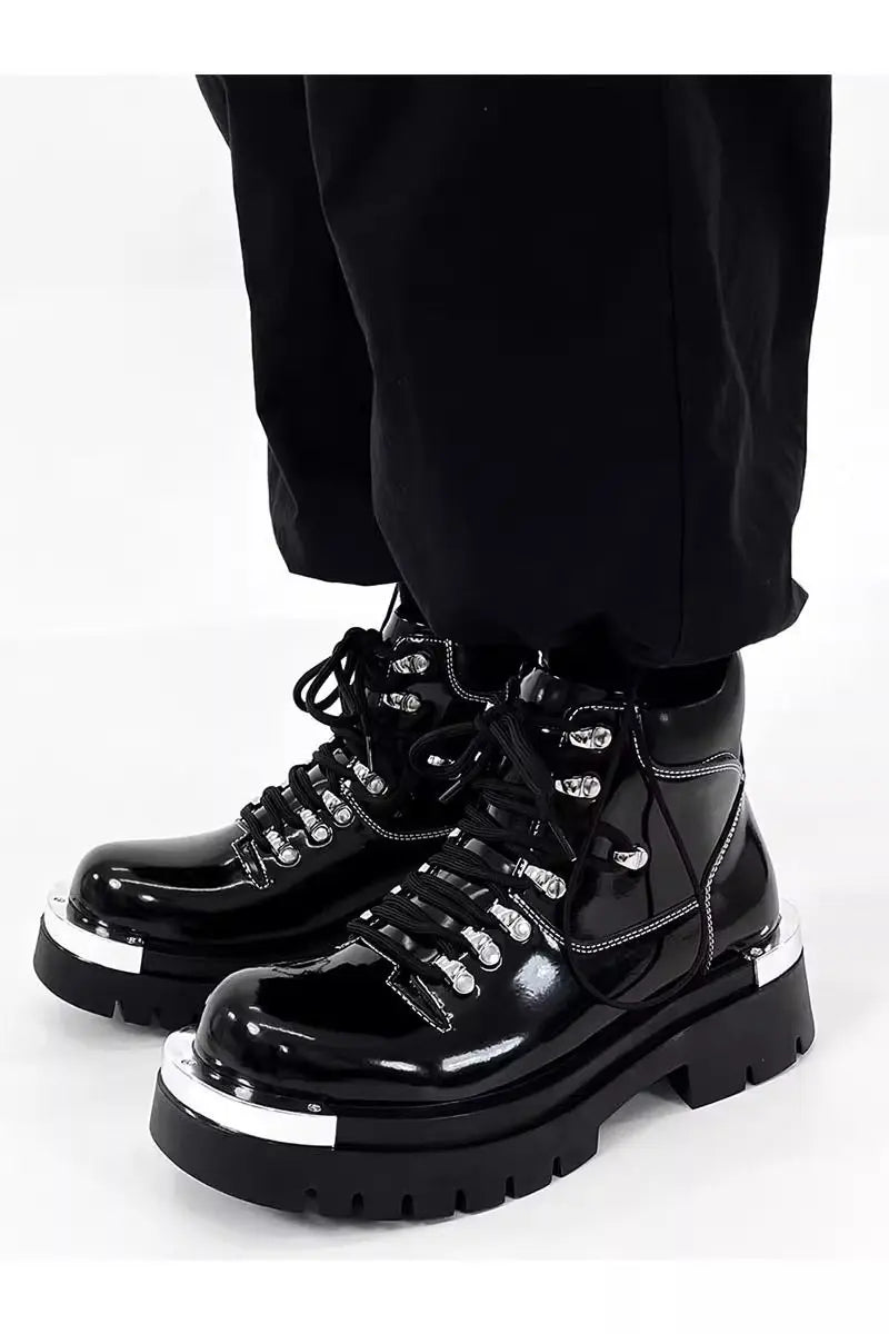 BKQU Punk Derby Boots Men 2024 Fall Bar Fashion Show Handsome Thick Sole Increase Big Head Work Biker Boots Men Punk
