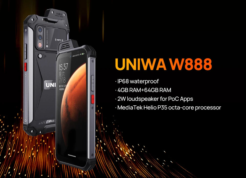 UNIWA W888 ATEX Explosion Battery European Union Certification IP68 4G Rugged Smartphone 4GB+64GB HD/FHD Screen Mobile Phone