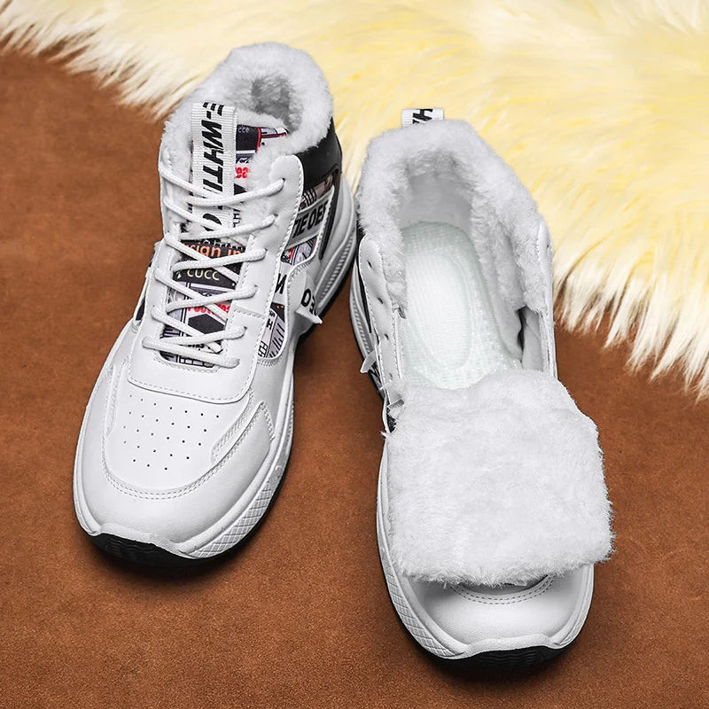 Mens Luxury Sneakers 2024 Winter Warm Platform Boots Mens Stylish Plus Velvet Designer Shoes Comfortable High Top Sports Boots