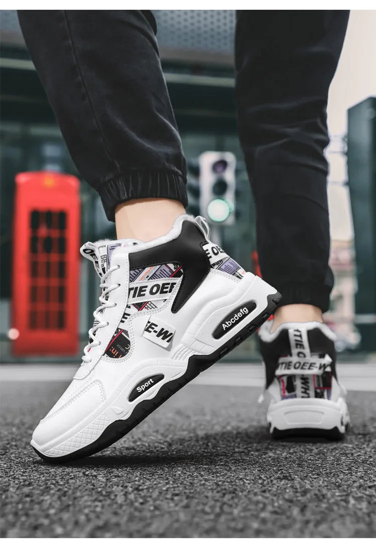 Mens Luxury Sneakers 2024 Winter Warm Platform Boots Mens Stylish Plus Velvet Designer Shoes Comfortable High Top Sports Boots