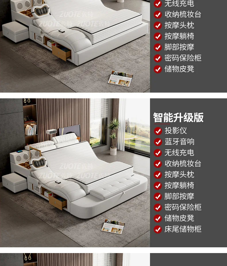 Unique Double Bed Aesthetic Elastic Adjustable King Size Beds Bedroom Tatami Camas De Casal De Luxo Furniture Decoration