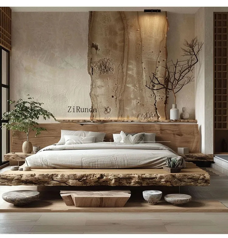 Simple tatami short bed solid wood floor bed 1.8 meters double bed