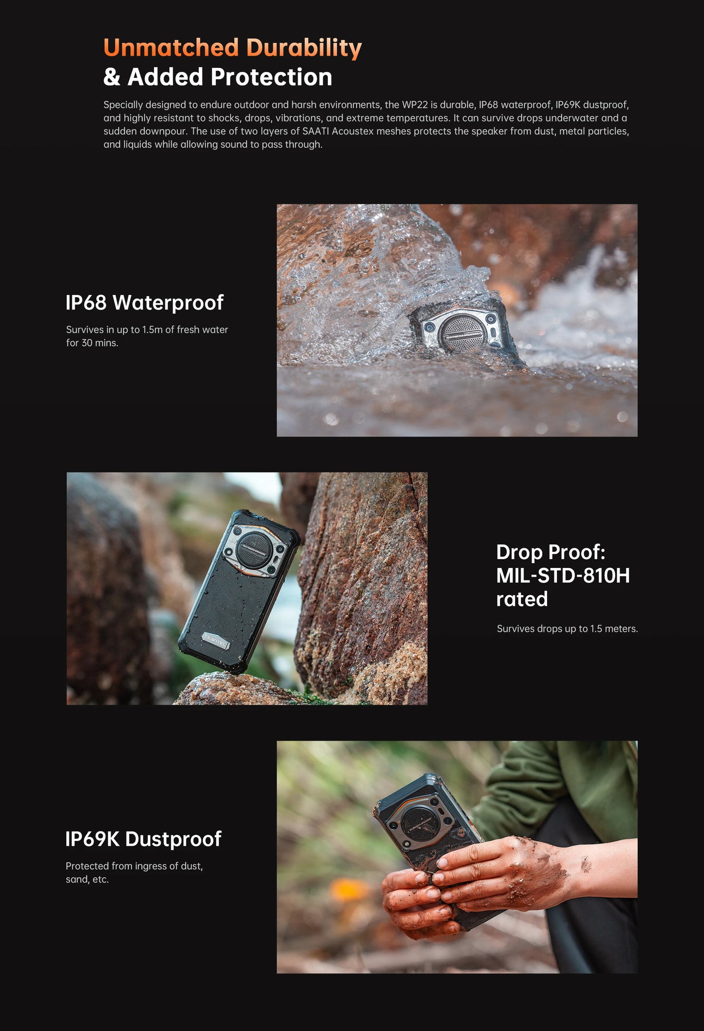 Oukitel WP22 Rugged Phone 6.58" FHD+ 10000 mAh Mobile Phone 8GB+256GB 48MP Smartphone Helio P90 Cell phone