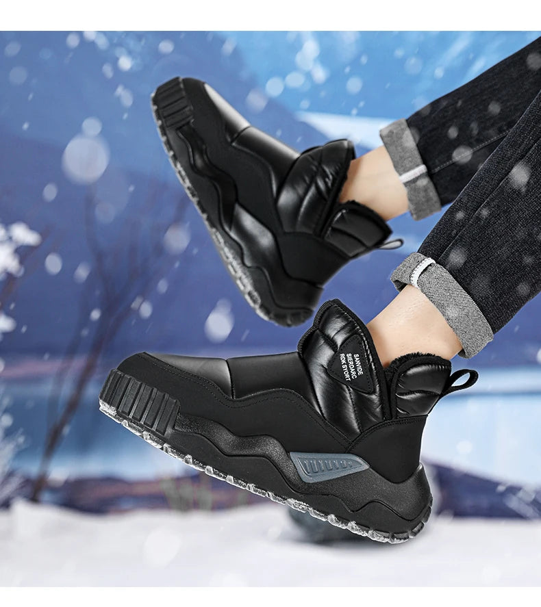 Trendy All-match Men's Snow Boot Men's Warm Low Top Anti-slip Wear-resistant Comfortable Thick Plush Boots for Men Cotton Shoe