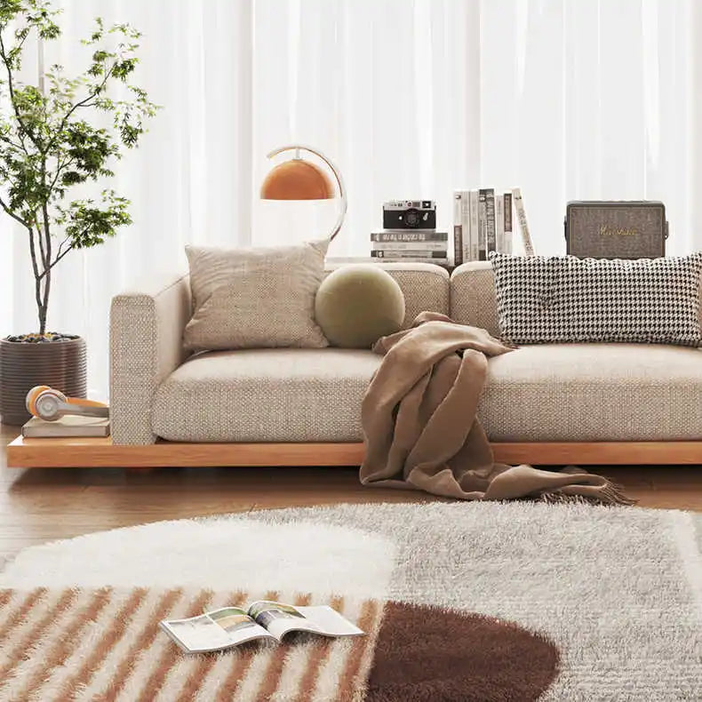 Japanese style sofa living room modern simple design hotel latex corner cotton linen art sofa log style