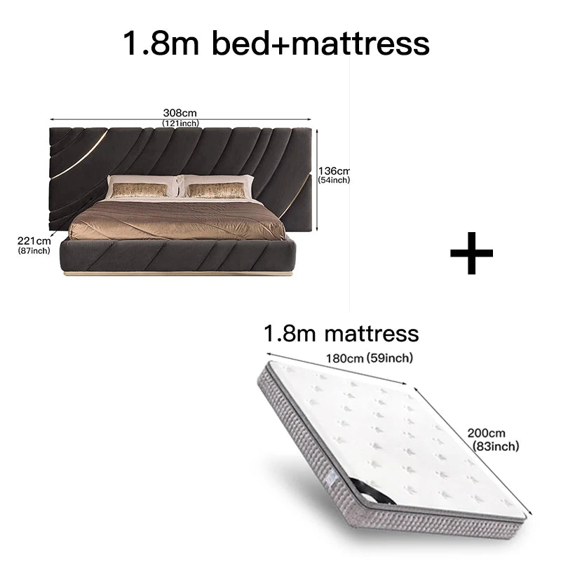 High-End Double Bed Modern Bedroom Furniture Set Villa Home Furniture Black King/Queen Size Bed Customizable Bedroom Bed Frame