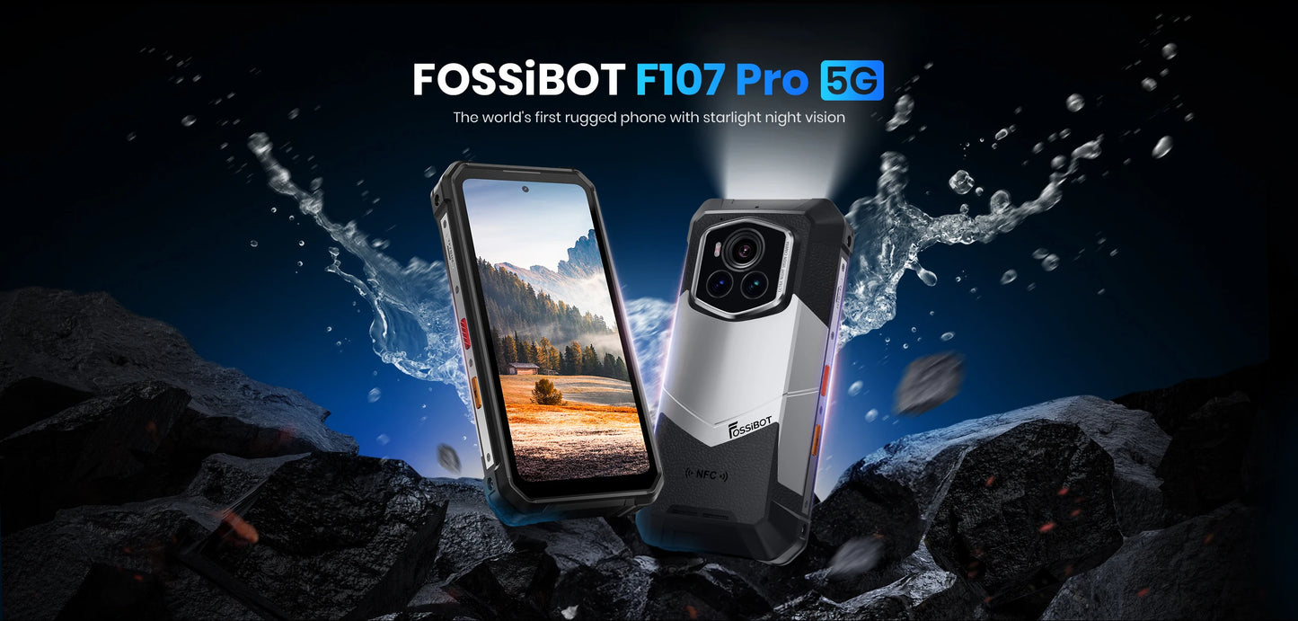 FOSSiBOT F107 PRO Rugged Smartphone Android 15 OS,30GB(12+18)+512GB ROM,6.95"FHD+ 5G Mobile Phone 28000mAh Battery,NFC/Face ID