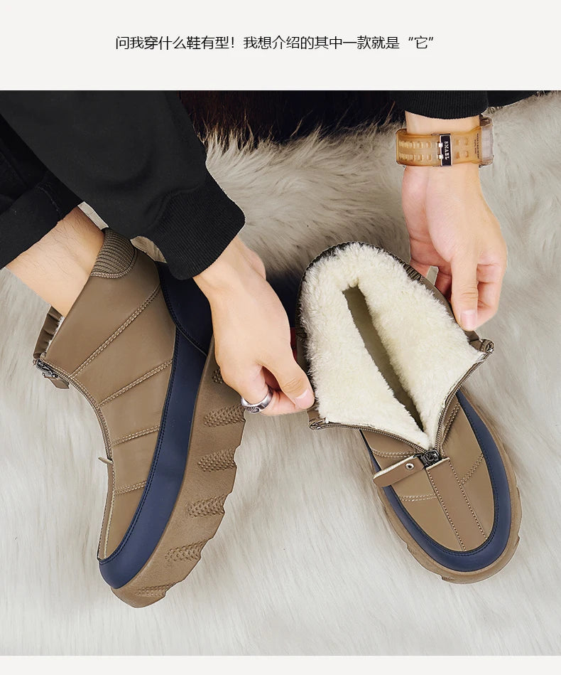 Ankle Boots Snow Thick Bottom Winter Boots for Men Men's Sneakers Non-Slip Soft and Comfortable Cotton Wear-resistant Fashion