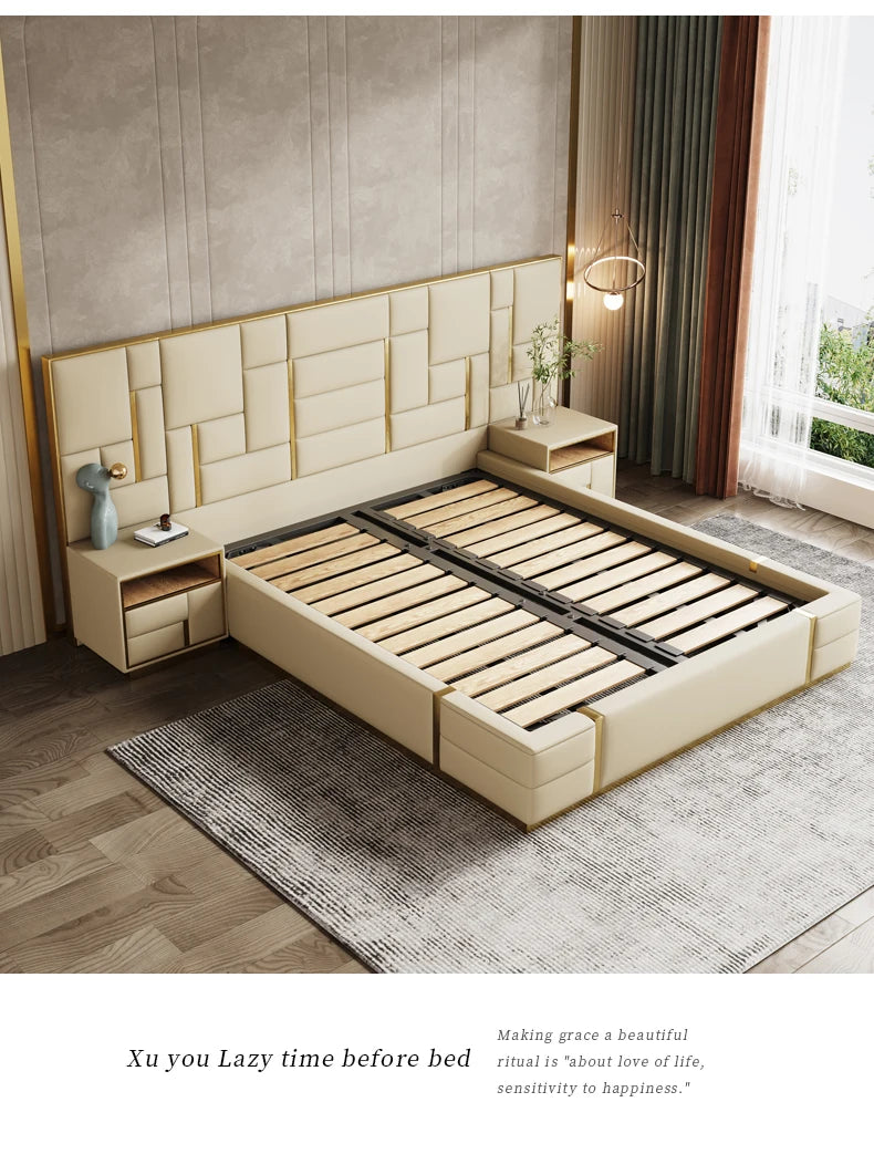 As a Bed King Size Luxury Bedroom Furniture Set Wooden Headboard And Nightstands Lit Deux Place With Double Bed Side Table