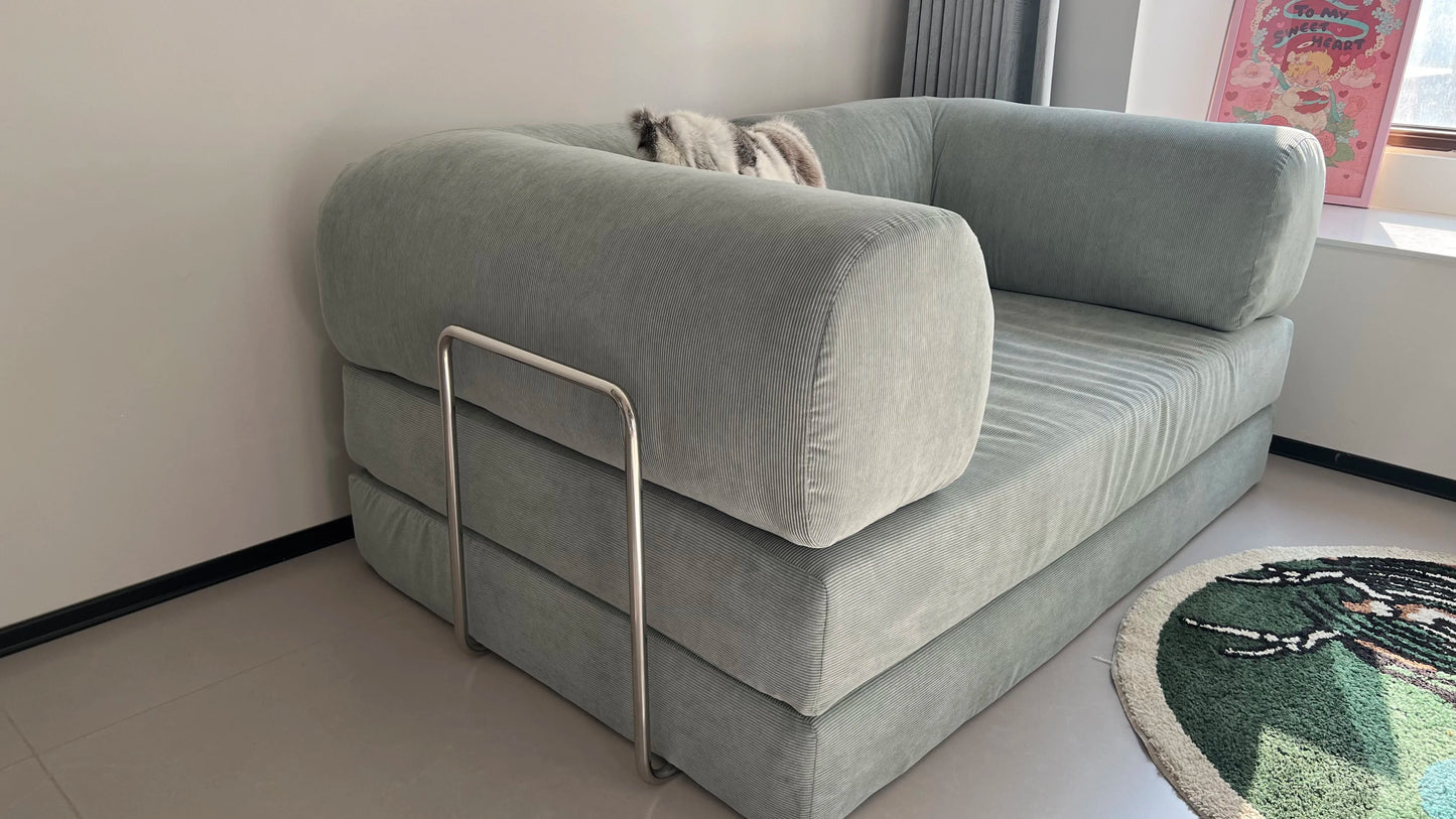 Elegant Italian Compressed Sofa Minimalist Retro Corduroy Sofa Bed Foldable Washable Customizable for Living Room