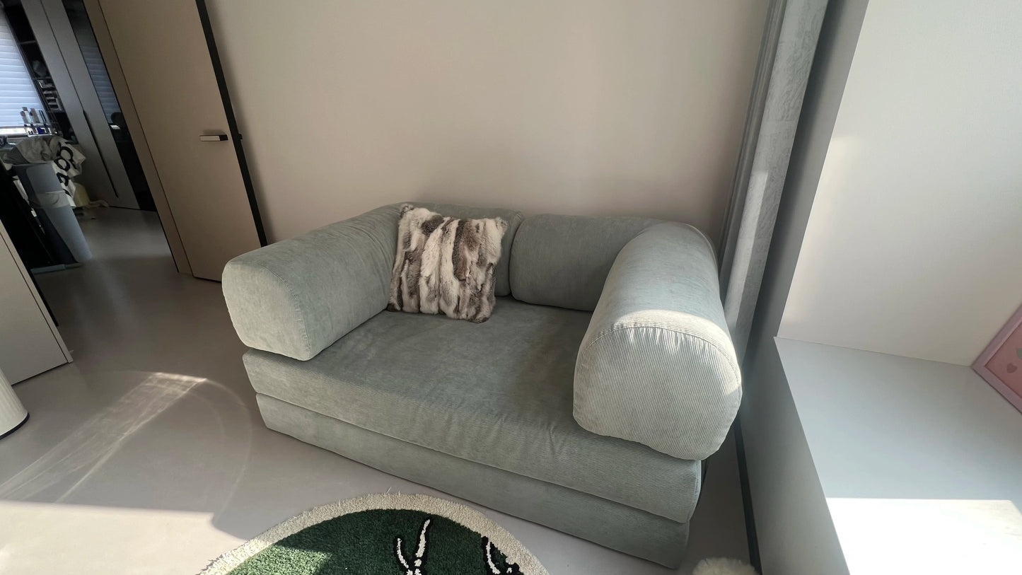 Elegant Italian Compressed Sofa Minimalist Retro Corduroy Sofa Bed Foldable Washable Customizable for Living Room