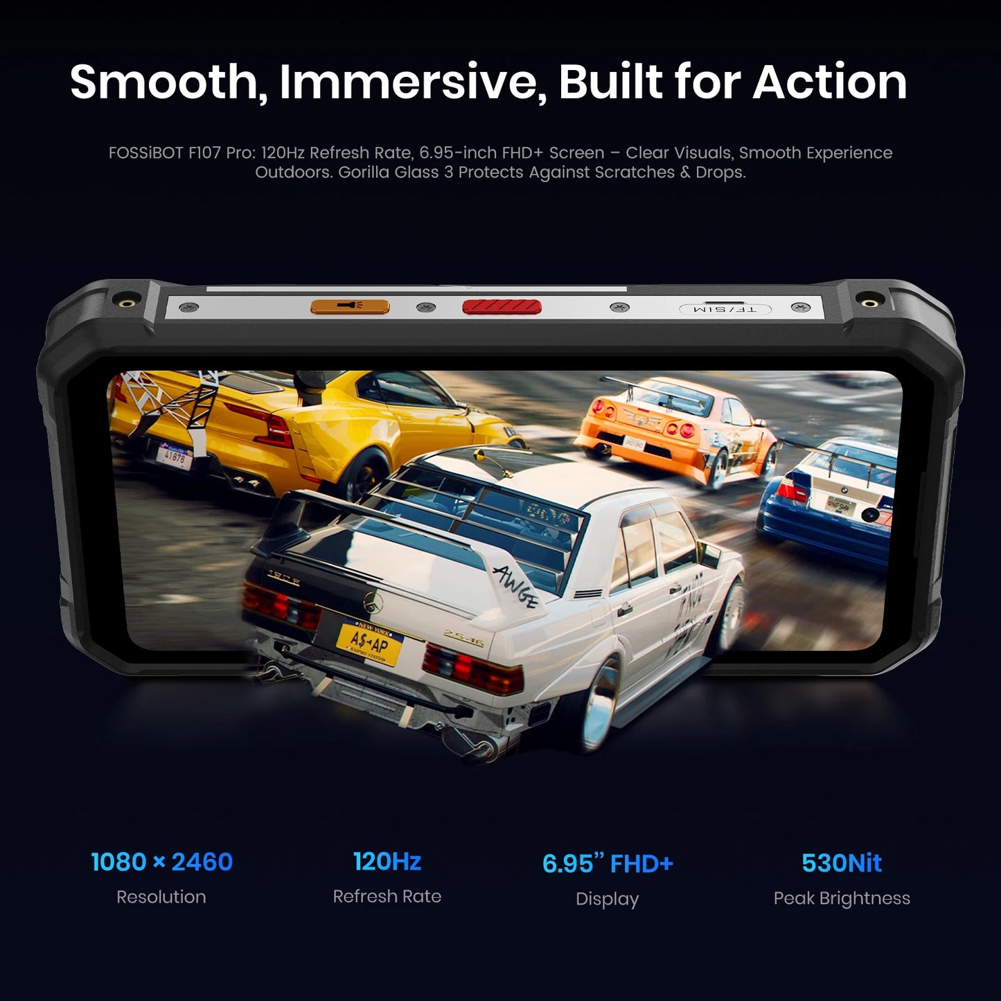 FOSSiBOT F107 PRO Rugged Smartphone Android 15 OS,30GB(12+18)+512GB ROM,6.95"FHD+ 5G Mobile Phone 28000mAh Battery,NFC/Face ID