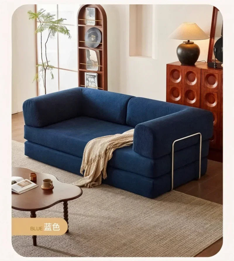 Elegant Italian Compressed Sofa Minimalist Retro Corduroy Sofa Bed Foldable Washable Customizable for Living Room