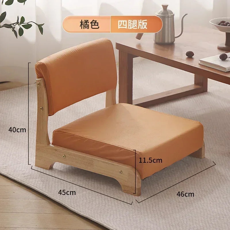 Japanese Tatami Chair Backrest Solid Wood Bed Legless Seat Bay Window Single Lazy Sofa Floor Chair Bedroom Sitting Furniture
