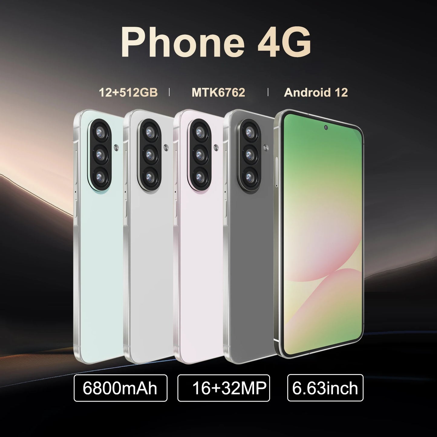 FUFFI-A56,Smartphone6.63 inch,8+128GB ROM,4G Network,Android 12.0 , 16+32MP Camera,Mobile phones,Dual SIM,6800mAh,Cellphones