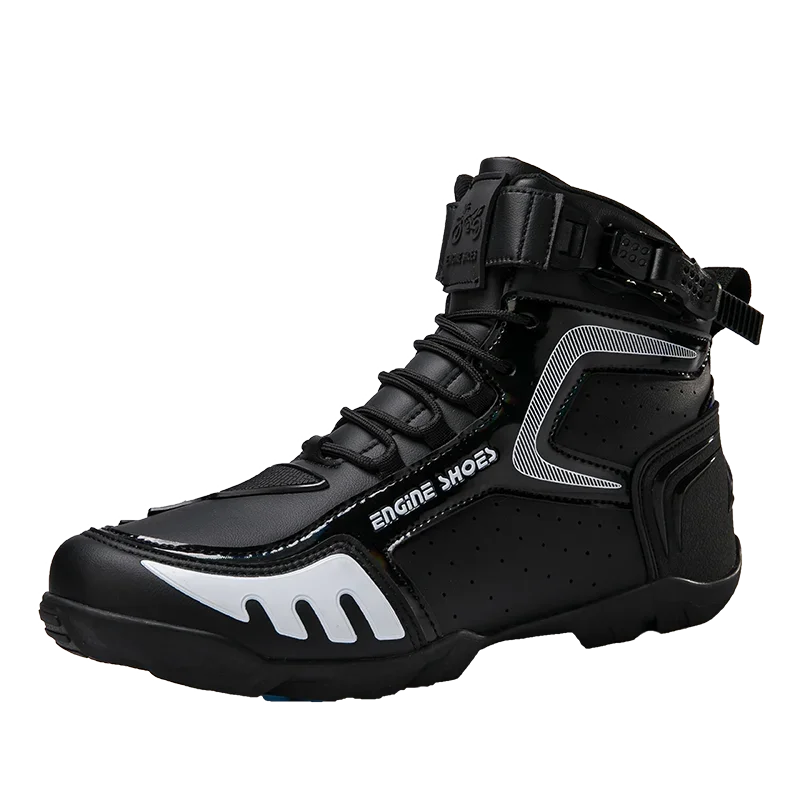 Men Leather Motos Breathable Anti Slip Wear-resistant Riders Boots Motorbike Racing Ankle Length Shoes 2024 New Motorcycle Boots