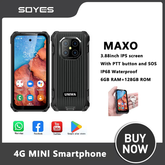 SOYES MAXO Rugged Smartphone 6GB+128GB 3.88 Inch Octa Core Android 12 Dual Cards 4G Mobile Phone 3000mAh MINI smartphone