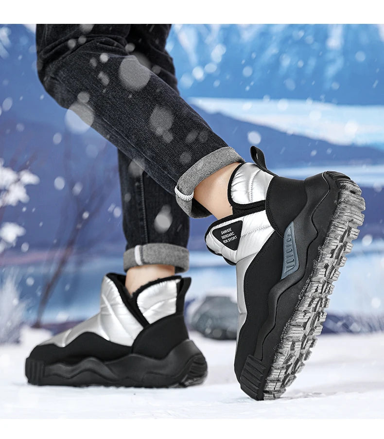Trendy All-match Men's Snow Boot Men's Warm Low Top Anti-slip Wear-resistant Comfortable Thick Plush Boots for Men Cotton Shoe