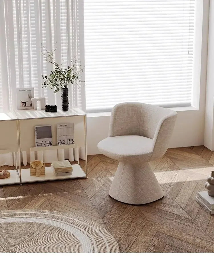 Italian Simple Dining Chair Rotable Vanity Chair Cream Style Home Bedroom Nordic Makeup Stool Hotel Reception Chair Furniture