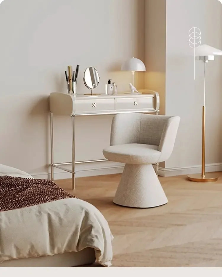 Italian Simple Dining Chair Rotable Vanity Chair Cream Style Home Bedroom Nordic Makeup Stool Hotel Reception Chair Furniture