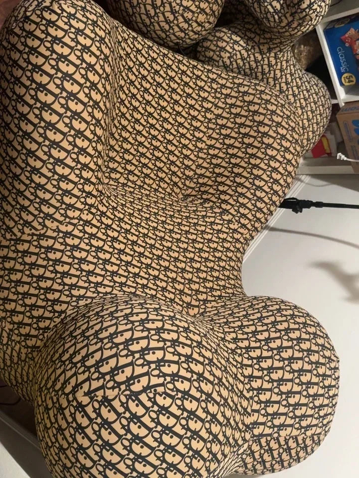 Modern Striped Bean Bag Sofa with Ottoman Cozy Designer Lounge Chair for Living Room Balcony Lazy Couch Furniture