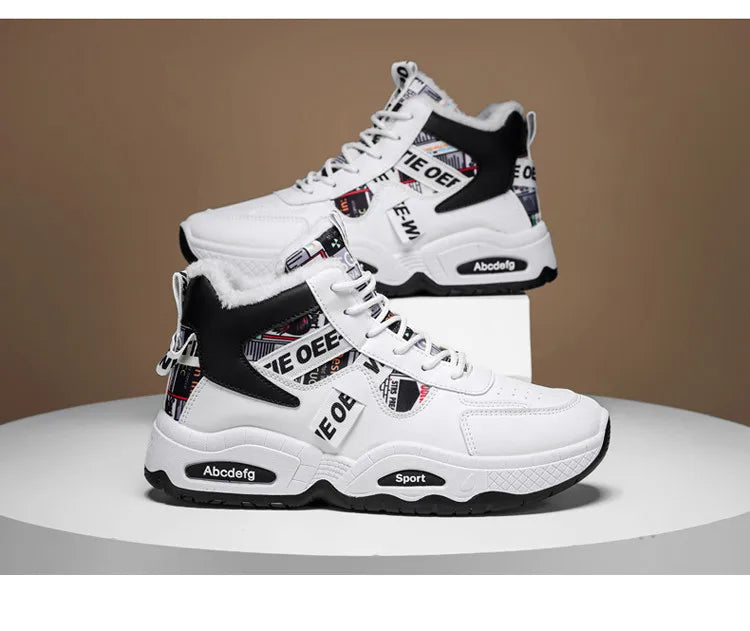 Mens Luxury Sneakers 2024 Winter Warm Platform Boots Mens Stylish Plus Velvet Designer Shoes Comfortable High Top Sports Boots