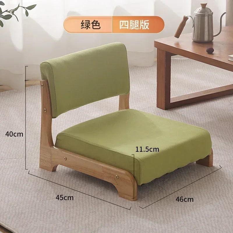 Japanese Tatami Chair Backrest Solid Wood Bed Legless Seat Bay Window Single Lazy Sofa Floor Chair Bedroom Sitting Furniture