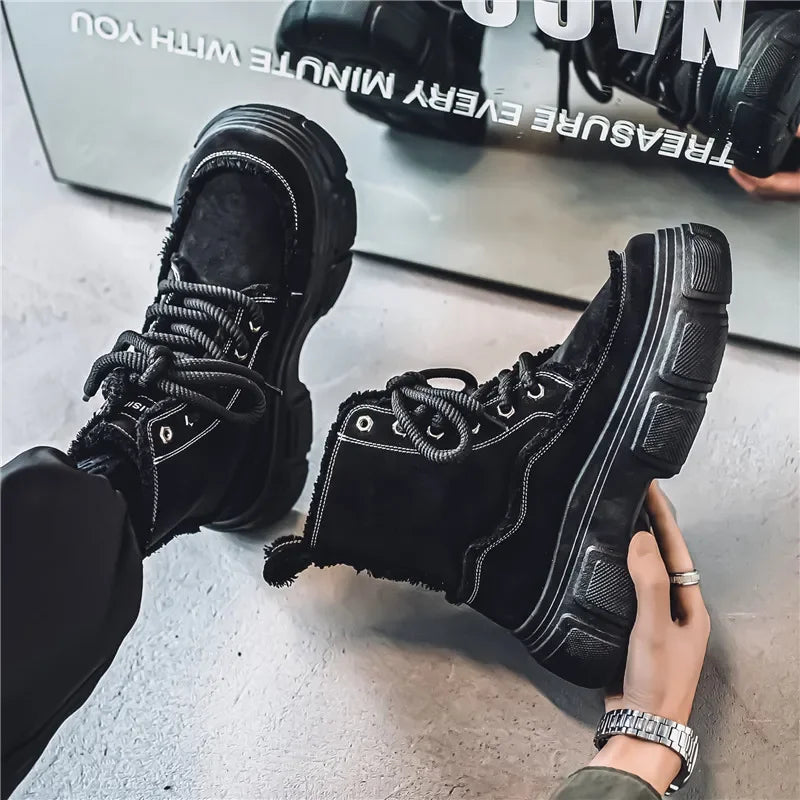 New Style Winter Retro Men's Ankle Tooling Boots High Quality Designed Casual Outdoor Mans Boot Platform British Style Men Shoes