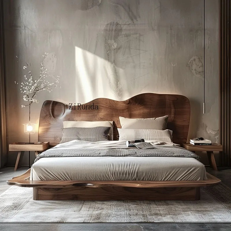 Simple tatami short bed solid wood floor bed 1.8 meters double bed