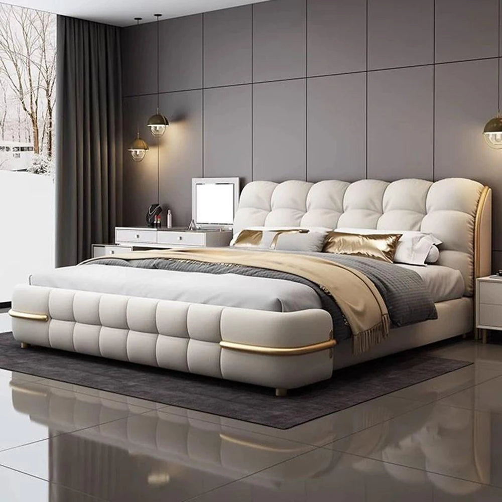 Aesthetic Luxury Unique Bed Queen Elastic Bedroom Double Bed Sleeping 180x200 Camas De Matrimonio Dormitorio Home Decoration