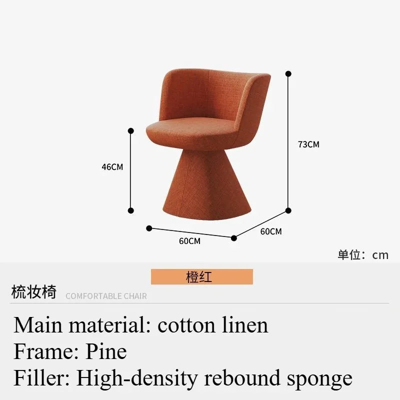 Italian Simple Dining Chair Rotable Vanity Chair Cream Style Home Bedroom Nordic Makeup Stool Hotel Reception Chair Furniture