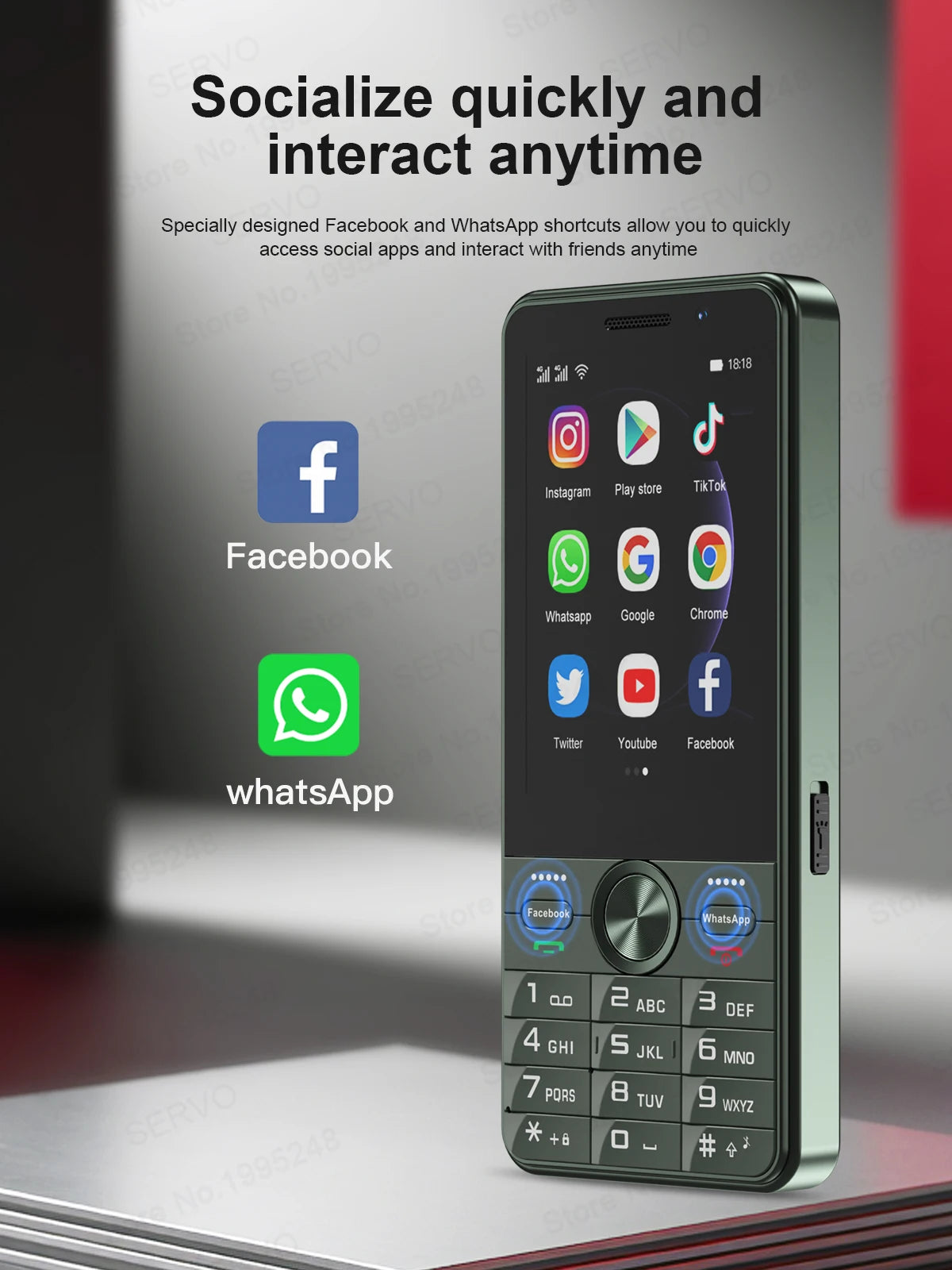 SERVO F25 PRO 4G LTE Button Smartphone Android System Play Store FM Radio 2GB+16GB WiFi 3.5" Touch Screen Smart Phones Dual SIM