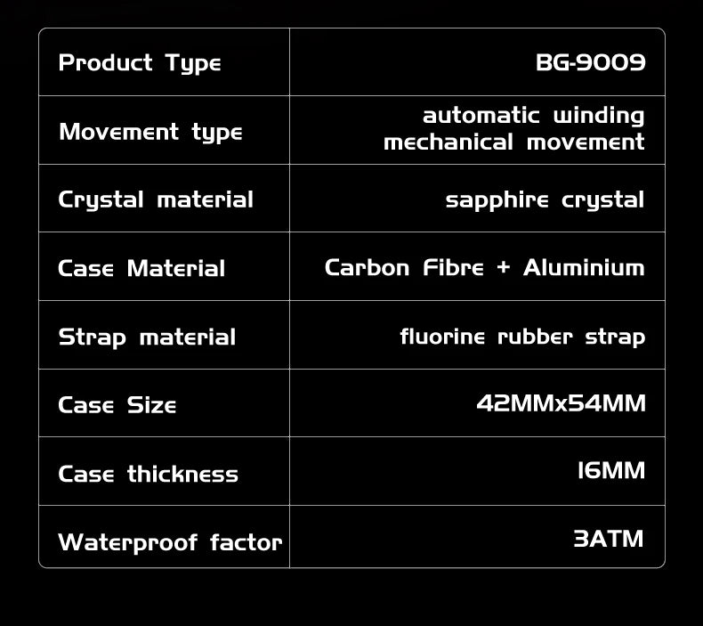BONEST GATTI Fashion Automatic Movement Wristwatch Skeleton Luminous Big Dial Sapphire Glass Mechanical Watches for Men