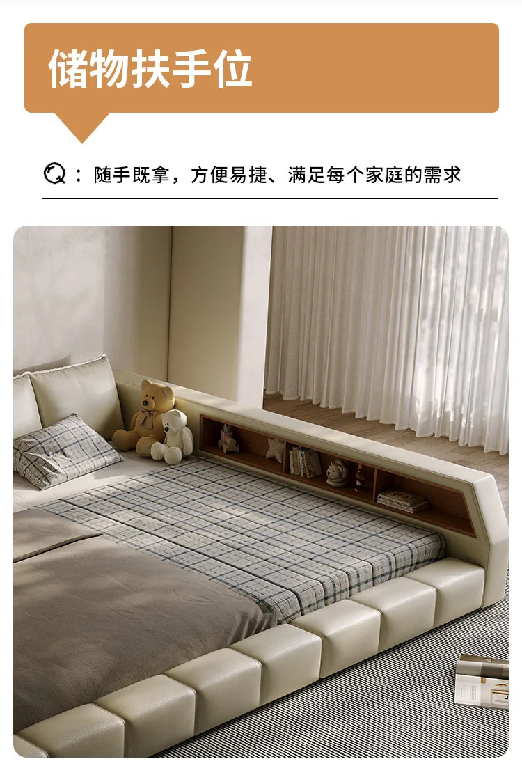 King Upholstered Modern Bed Unique Bookshelves Sleeping Multifunctional Bed Luxury Floor Camarotes Para Dormitorio Furnitures